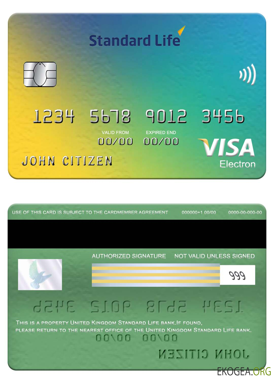 Carte électronique visa de la banque Standard Life du Royaume Uni